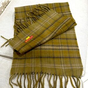 KUNA baby Alpaca 🦙 men unisex scarf🧣soft check green brown 12”X 64” 2.5” fringes